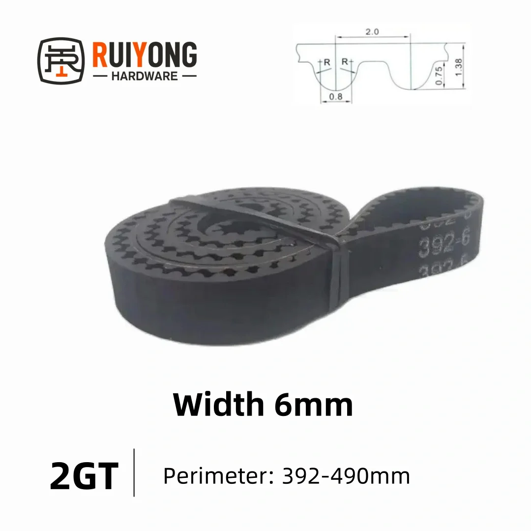 GT2 2GT Timing Belt Pitch 2mm Width 6mm Closed Rubber Drive Belts Perimeter 392-490mm 3D Printed Parts