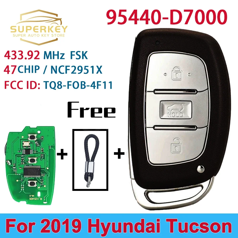 

SUPERKEY 433,92 МГц FSK NCF29A1X 47 БЕСКЛЮЧЕВОЙ смарт-ключ для автомобиля для 2019 Hyundai Tucson 95440-D7000