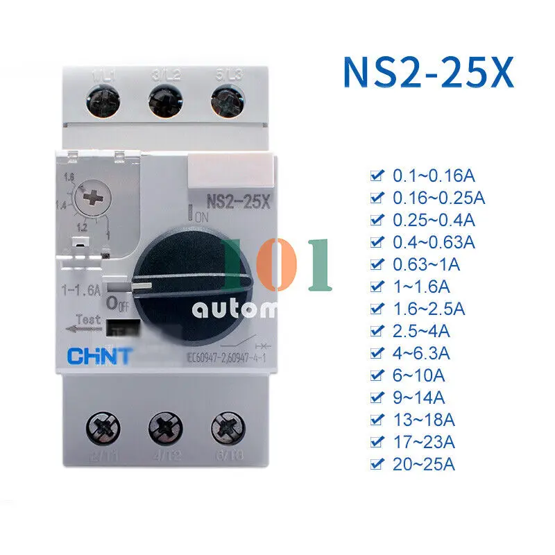 

New For CHNT motor starter knob type NS2-25X overload short circuit protection