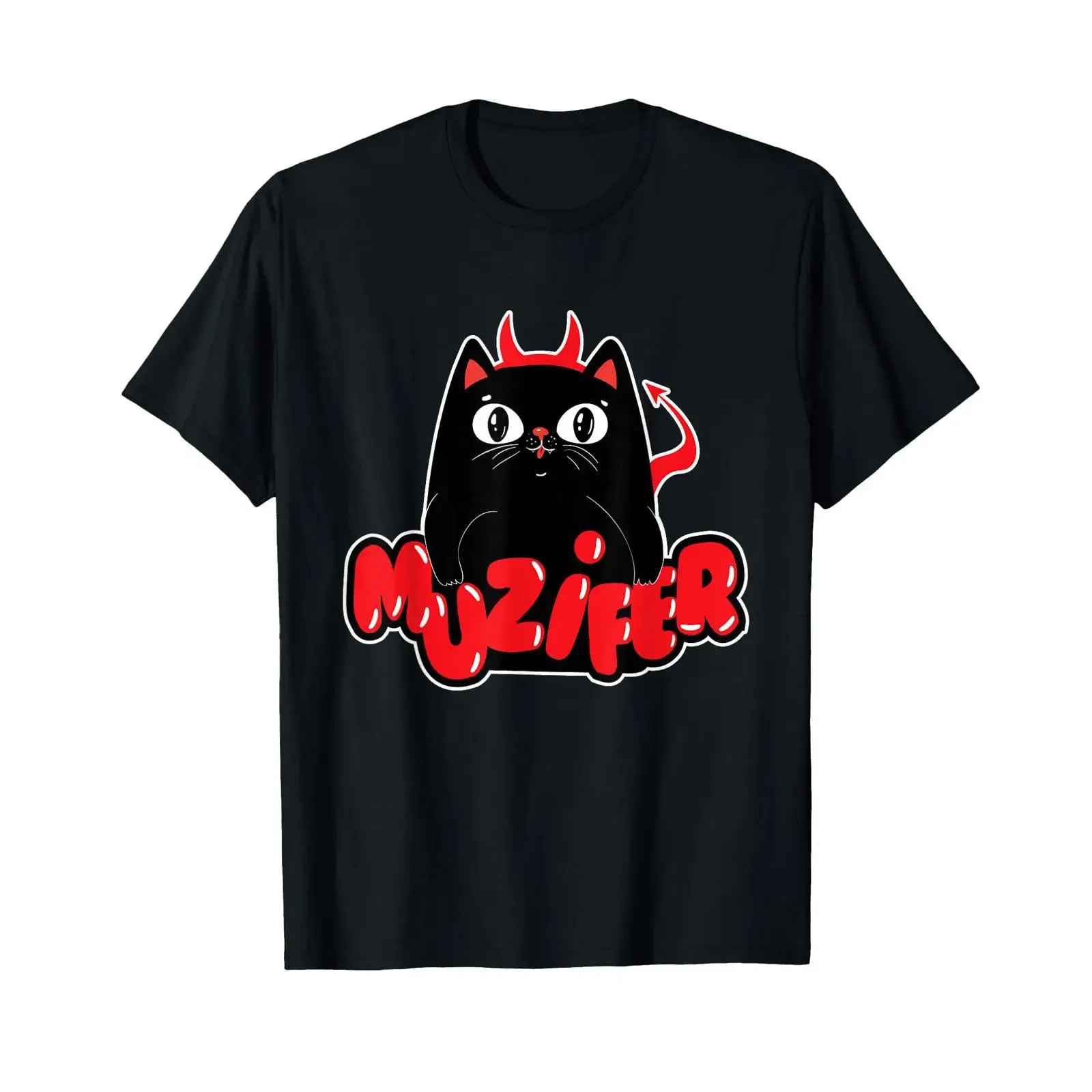 Muzifer I Cat Kitten Lucifer Devil Luzifer T Shirt black s vintage Washed Slightly Breathable Casual Stylish fashion graphic