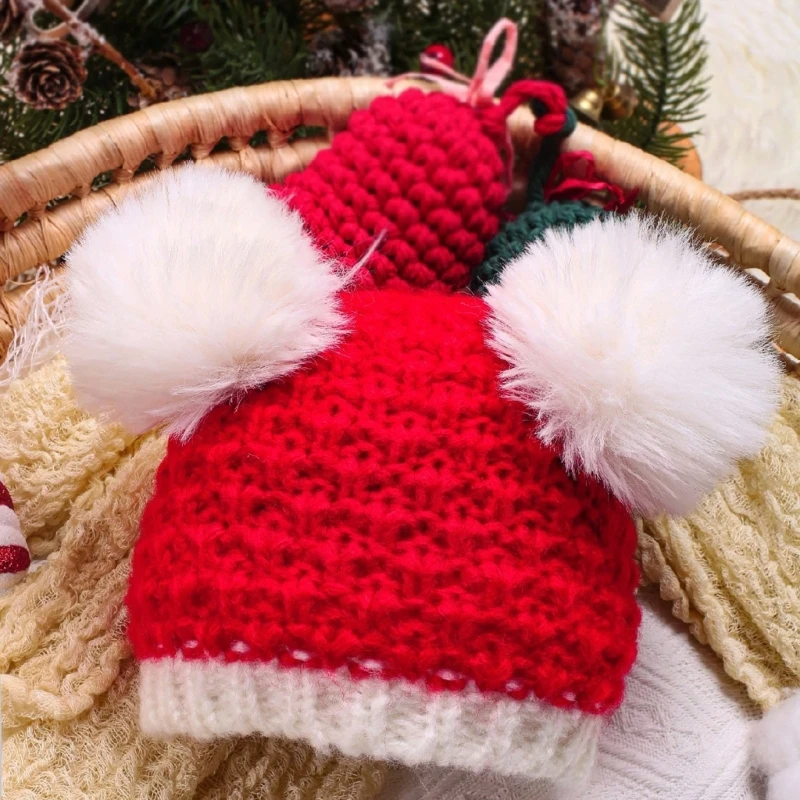 Casquettes respirantes avec pompons, Bonnet pour bébé, accessoires photographie, chapeau noël, chapeau respectueux