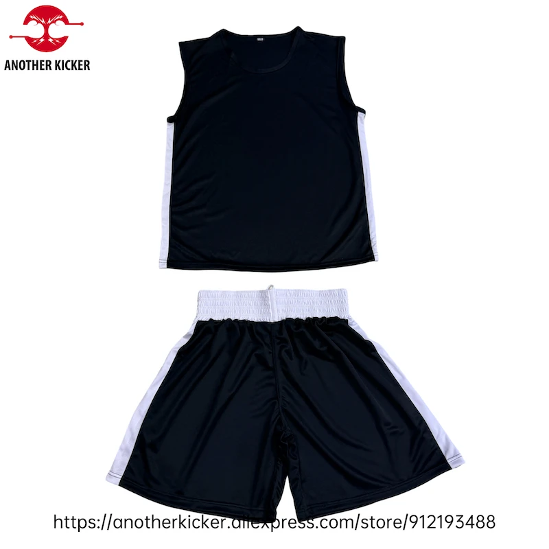 Sanda Wushu Boxing Uniform Black Blue Red Muay Thai Shorts Shirt Men Women Kids Kickboxing Martial Arts MMA Fight Training Pants