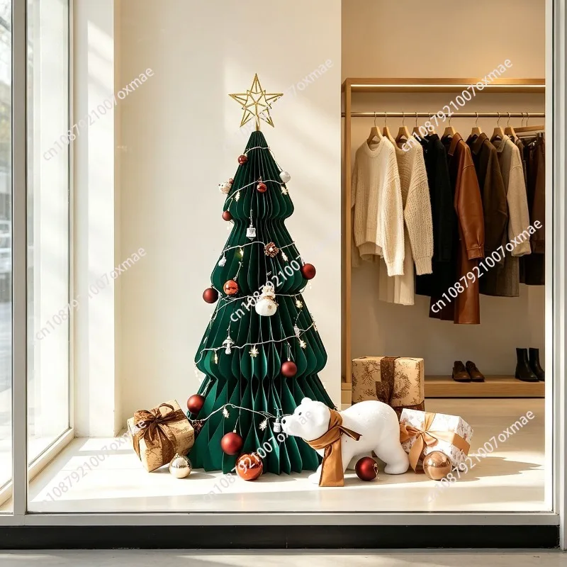 New Folding Christmas Tree Home Restaurant Small and Medium Floor Ornaments Christmas Atmosphere Layout
