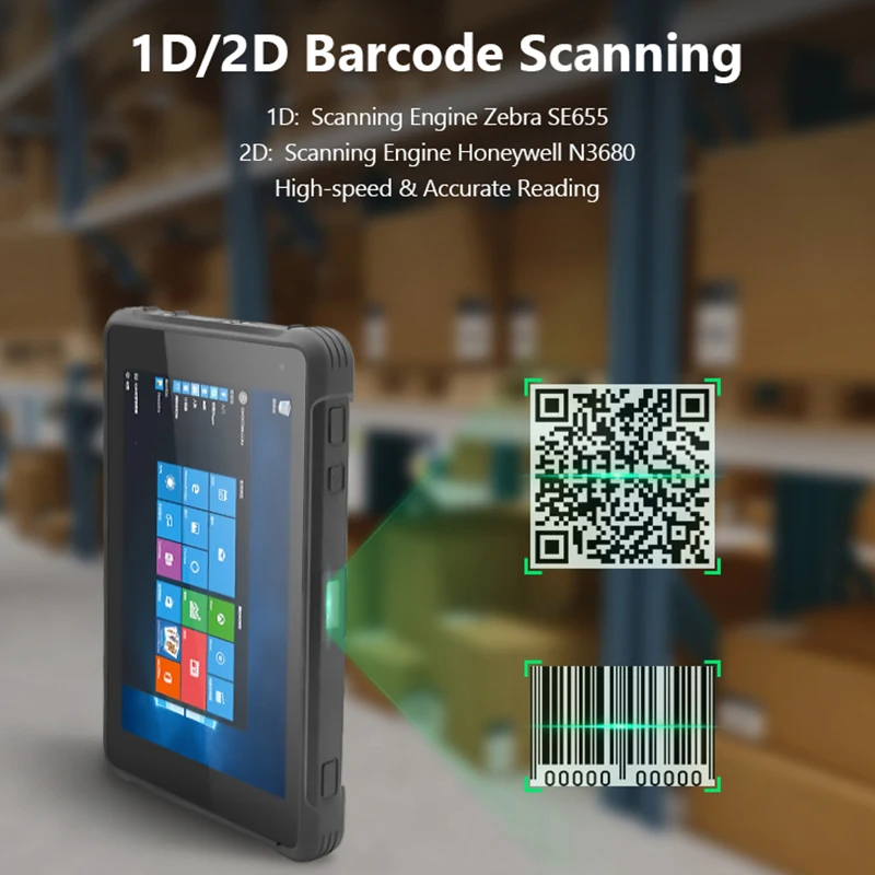 High Quality IP67 Anti-dust 4G 64G GPS NFC Optional 1000 Nits With Docking 8 Inch Win 10 Rugged Tablet