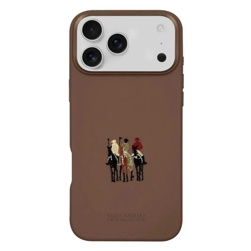 Skórzane etui z haftem na telefon iPhone 17 Pro Max, ochronna tylna obudowa na iPhone 17 Pro, czarne, niebieskie, szare, magnetyczne. — zdjęcie produktu 4