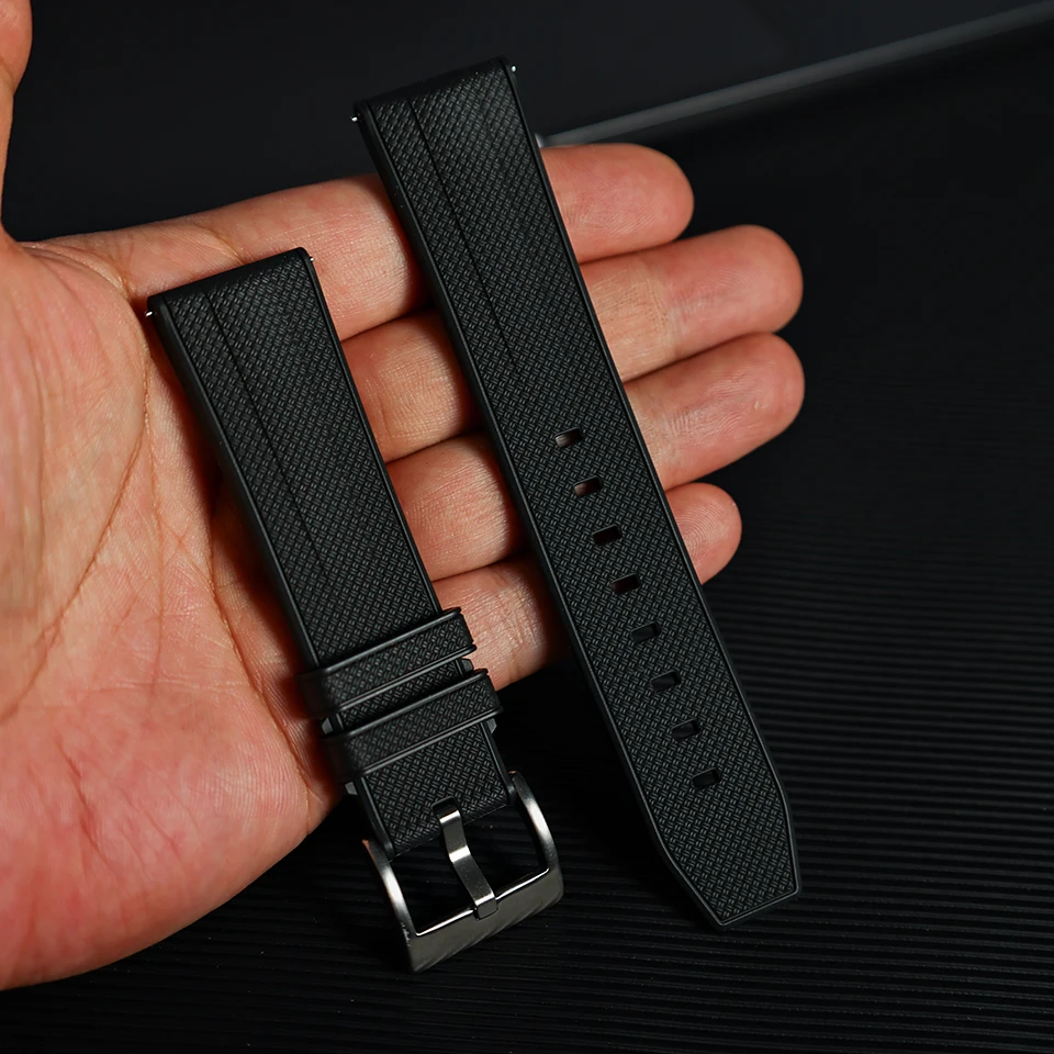 Großhandel Modische Sport-Uhrenarmbänder mit Schnellverschluss, Vulkanisierter Gummi, 20mm 22mm FKM Uhrenarmband – Detail 8