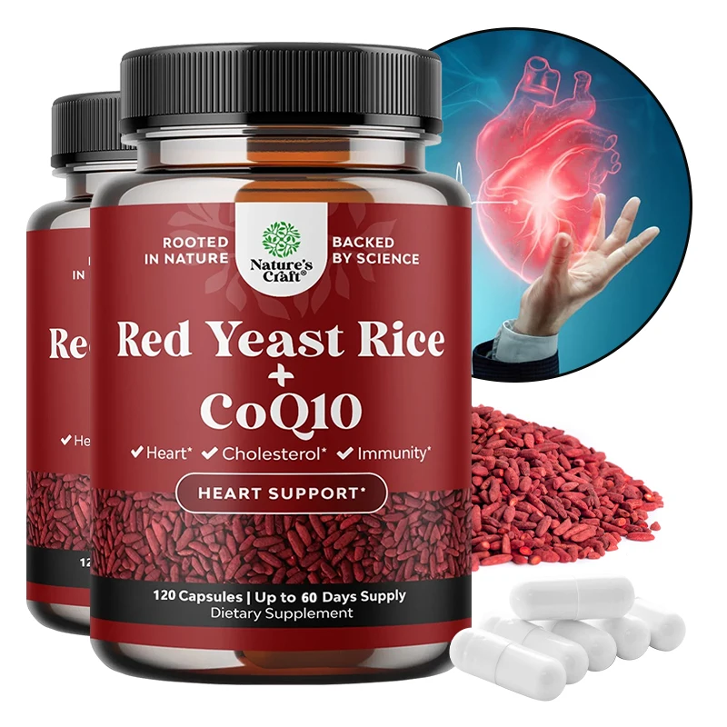 Red Yeast Rice + Coenzyme Q10 - Heart Health Supplement Rich in Antioxidants Promotes Energy Production and Boosts Immune System