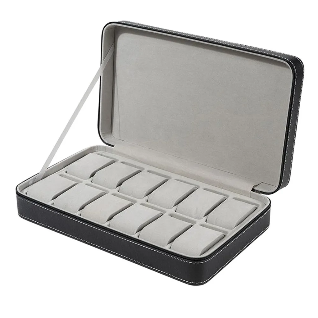 Jewelry Storage Box Multifunction Watch Organizer Box Watch Display Case Zipper Watch Storage Case For Home Decoration Wedding