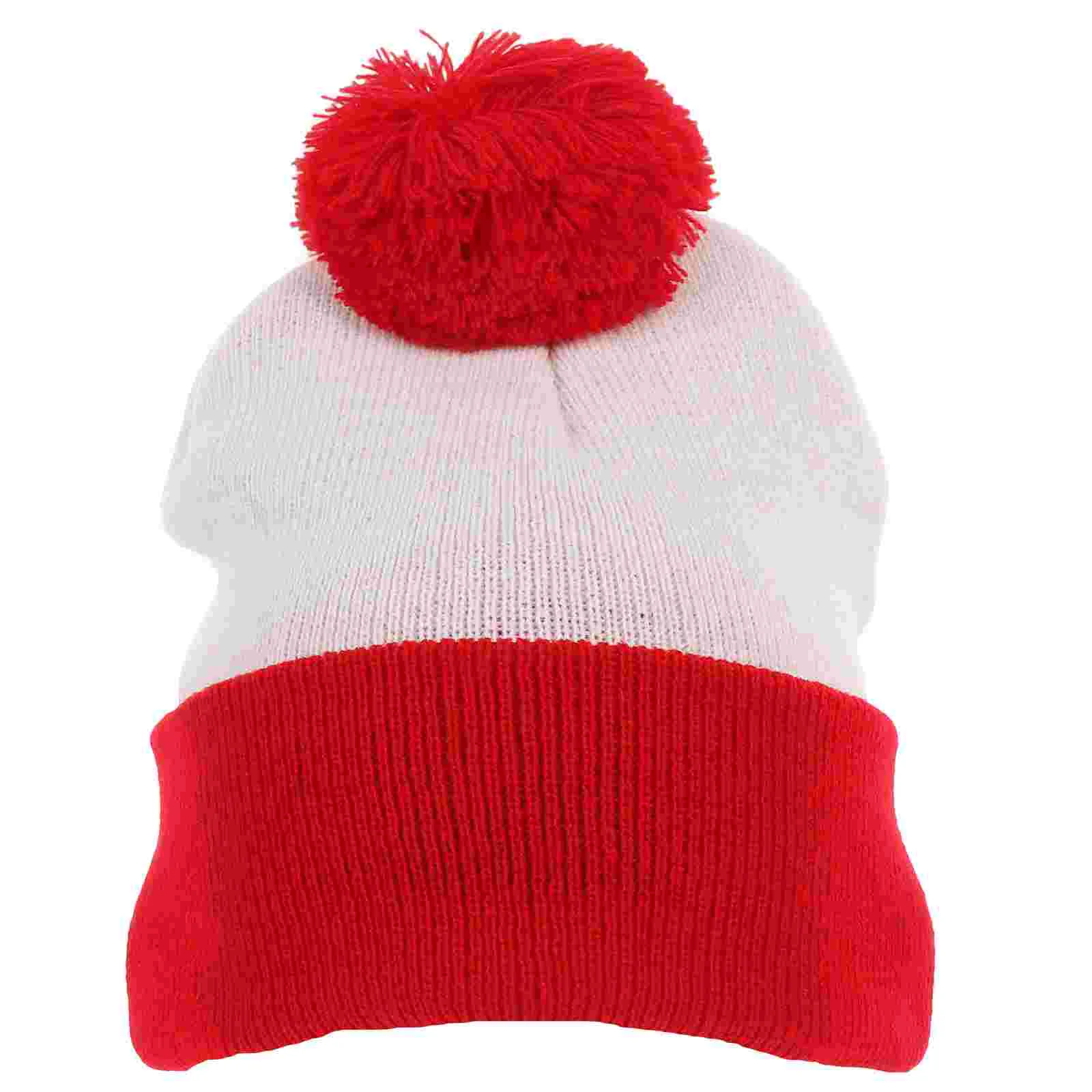 Bonnet coupe-vent en laine pour Noël, chapeau d'hiver chaud, rouge et blanc, 2 tons, 1PC