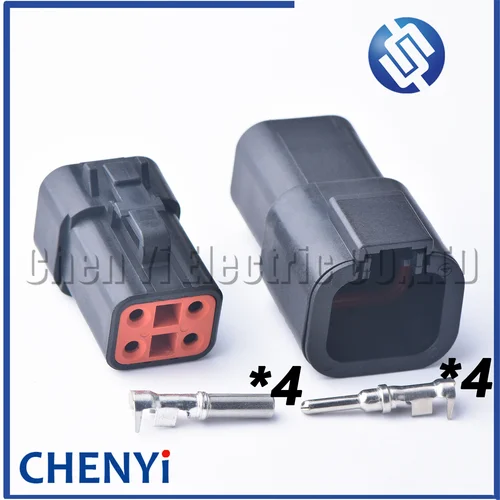 Conector impermeable automotriz macho hembra de 4 pines serie DTP negro DTP06-4S DTP04-4P para módulo de conector de alimentación Cummins ECM