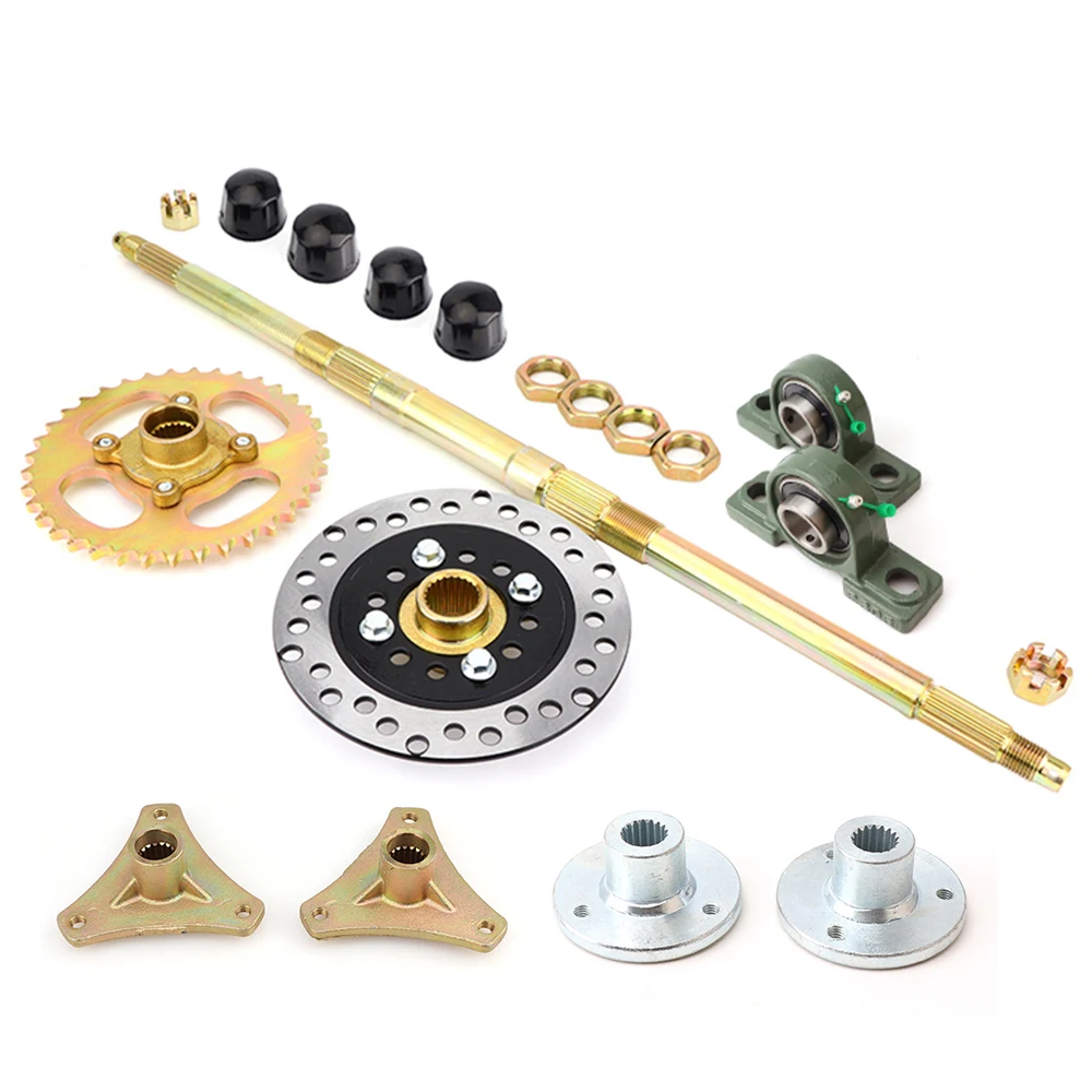 610mm Rear Axle Assembly with 160mm Disc Brake UCP204 Bearing 428 37T Sprocket for Kids UTV ATV  Quad Bike Buggy Tricycle Parts