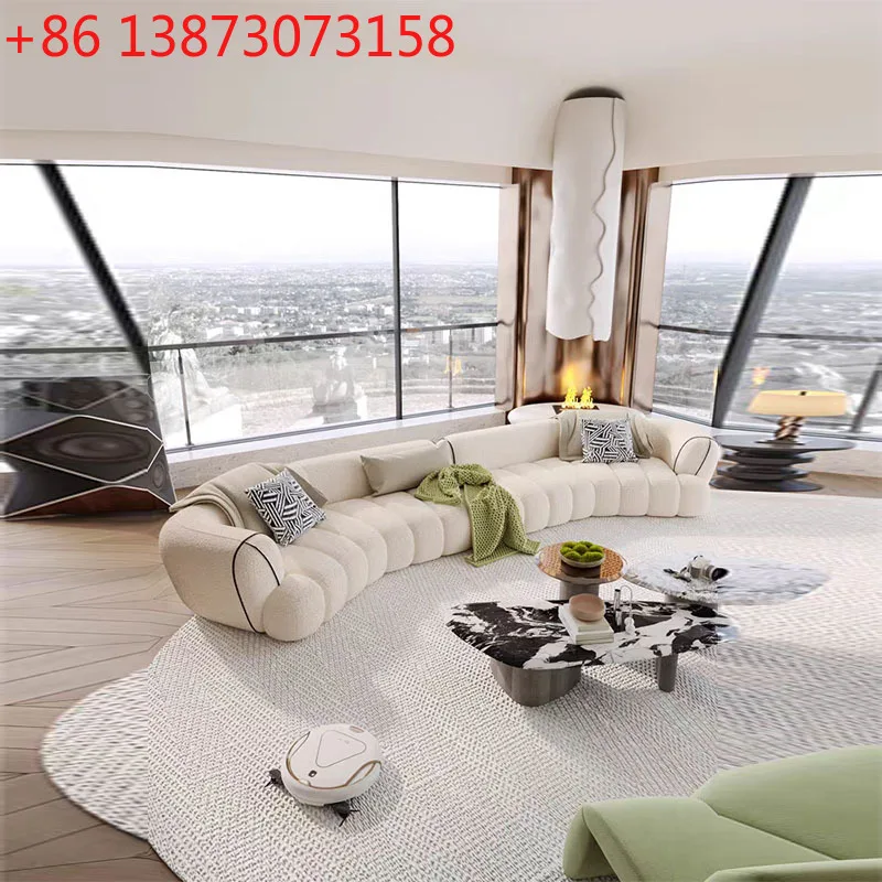 

White piano key sofa cream fabric sofa living room straight curved Italian light luxury sofa