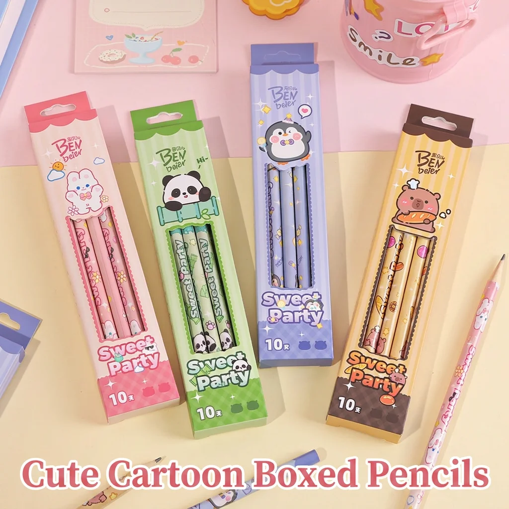 Cute Cartoon Pencils Reliable 2b Pencils With Eraser Round Grip Pencils Adorable For Daily Writing Study Scenarios Casual