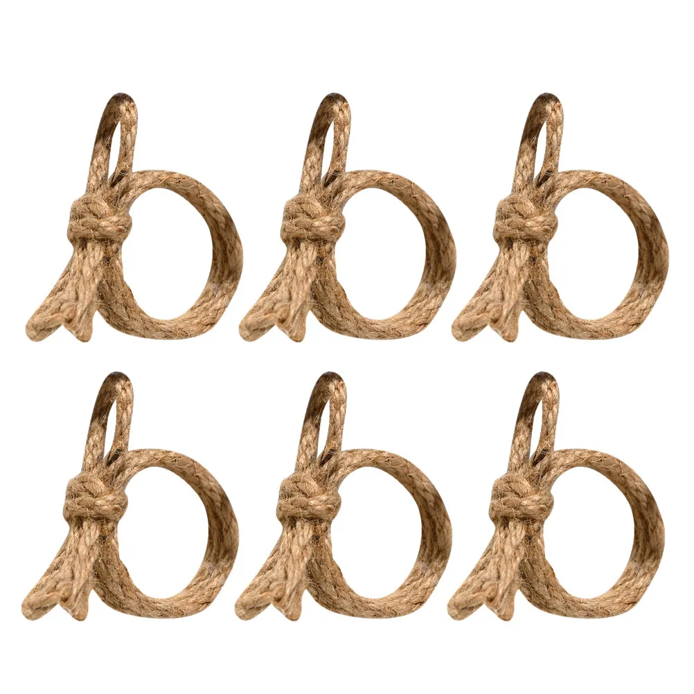 Lot de 6 Anneaux de Serviette Rustiques en Jute Style Nœud Papillon, Boucles de Serviette Vintage, Décoration de Table Chic Style Ferme pour Mariage et Réunions Festives