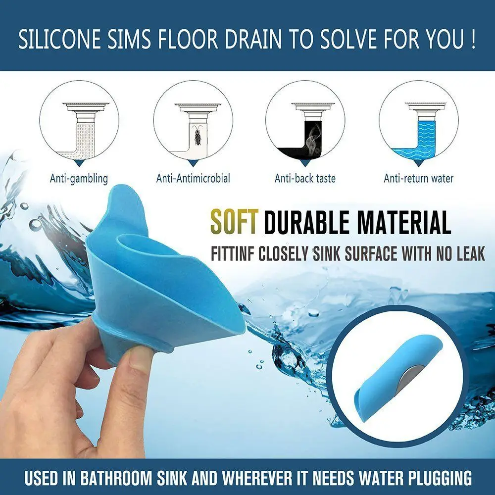 Practical Silicone Floor Drain Cover Water-drop Design Deodorization Hair Filter Seal Bathtub Sink Plug Bathroom