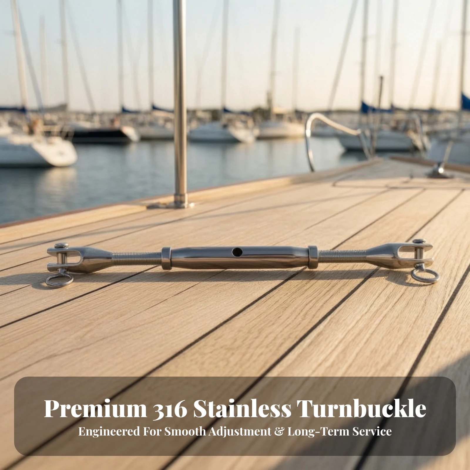 Marine Turnbuckle Adjustable Rigging Turnbuckle Wire Rope Tensioner Heavy Duty Hardware Polished for Sailors, Boats