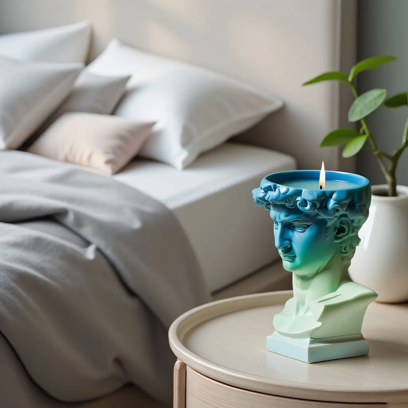 قالب زارع سيليكون برأس ديفيد، وعاء أسمنتي كلاسيكي، حامل عصاري للنحت الروماني، مشغولات ديكور فني من الراتنج بنفسك