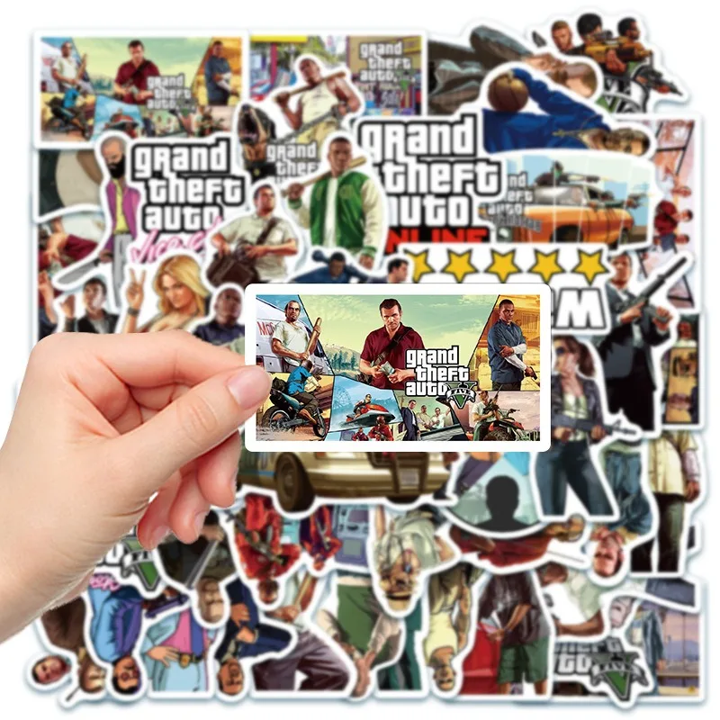 Pegatina de juego Grand Theft para coche, pegatina decorativa para maleta, taza de agua, papelería, teléfono móvil, Notebook, refrigerador, 50 unidades