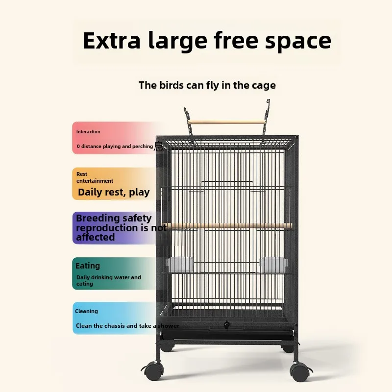 Leather cockatoo household embroidered starling special live bird cage oversized extra large cage with breeding box