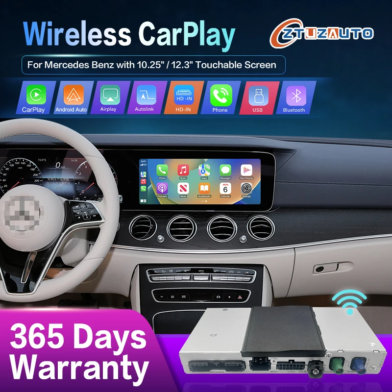 2024 Wireless CarPlay Android Auto For Mercedes Benz A B C E CLS CLA GLA GLB GLE Class NTG6.0 2018-2022 With Mirror Link Airplay