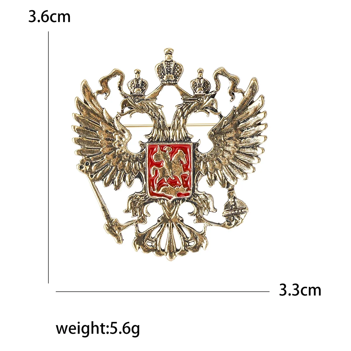 Alloy Double-headed Eagle Badge Brooches for Women and Man 3-color Pins Accessories Gifts Can Be Worn at Holiday Party