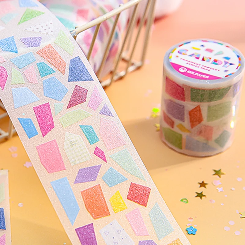 Mr. Paper 200cm/Roll Fragment Fantasy Tape Glitter Sand PET Die-Cut Craft Themed Collage Journal Decor Creative Series Material