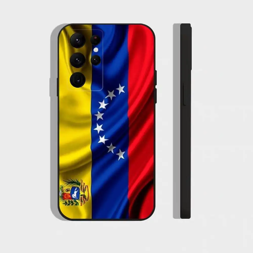 V-Venezuela Passport Flag Logo Collage Phone Case For Samsung S25,24,23,22,30,21,10,9,Ultra,Plus,FE 5G Black Soft Case