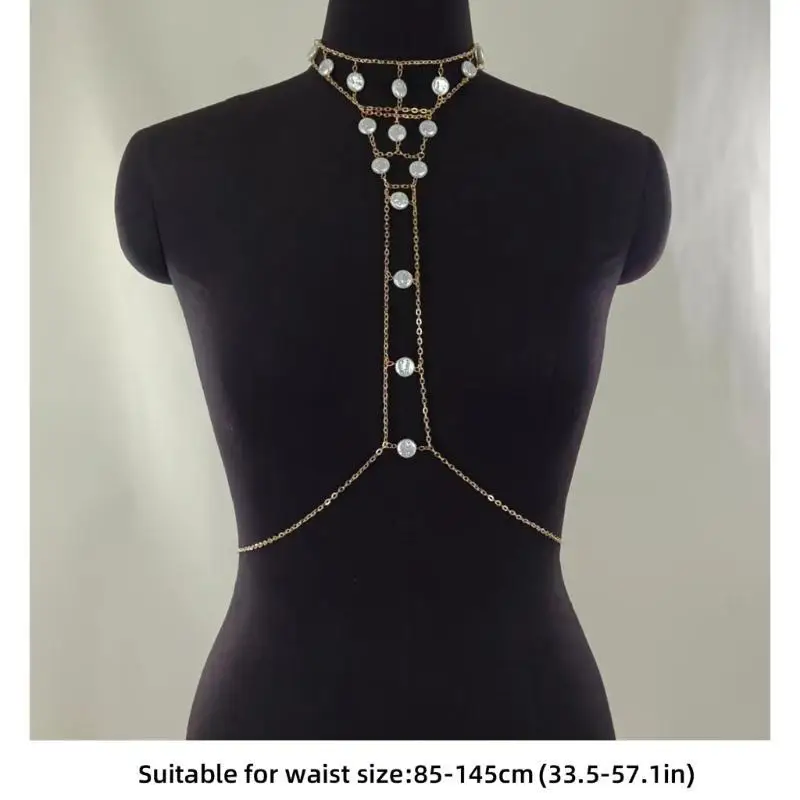 39BD ที่ซับซ้อนหลายชั้นโซ่สร้อยคอคอปลอกคอของคอปลอกคอสำหรับผู้หญิง Prom Prom Props