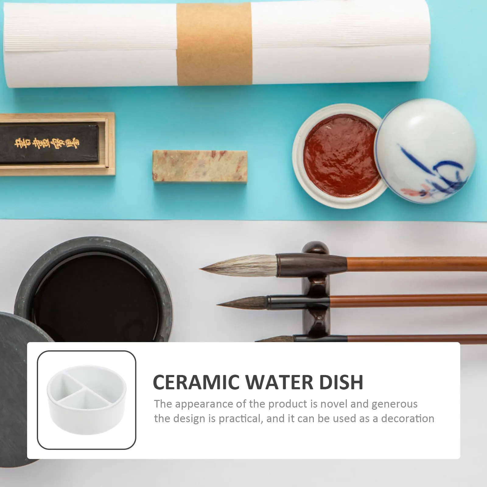 

Premium Ceramic Inkwell for Calligraphy Ink Storage Pigment Plate Pen Washing Tray Multi Function Sturdy Lightweight Portable