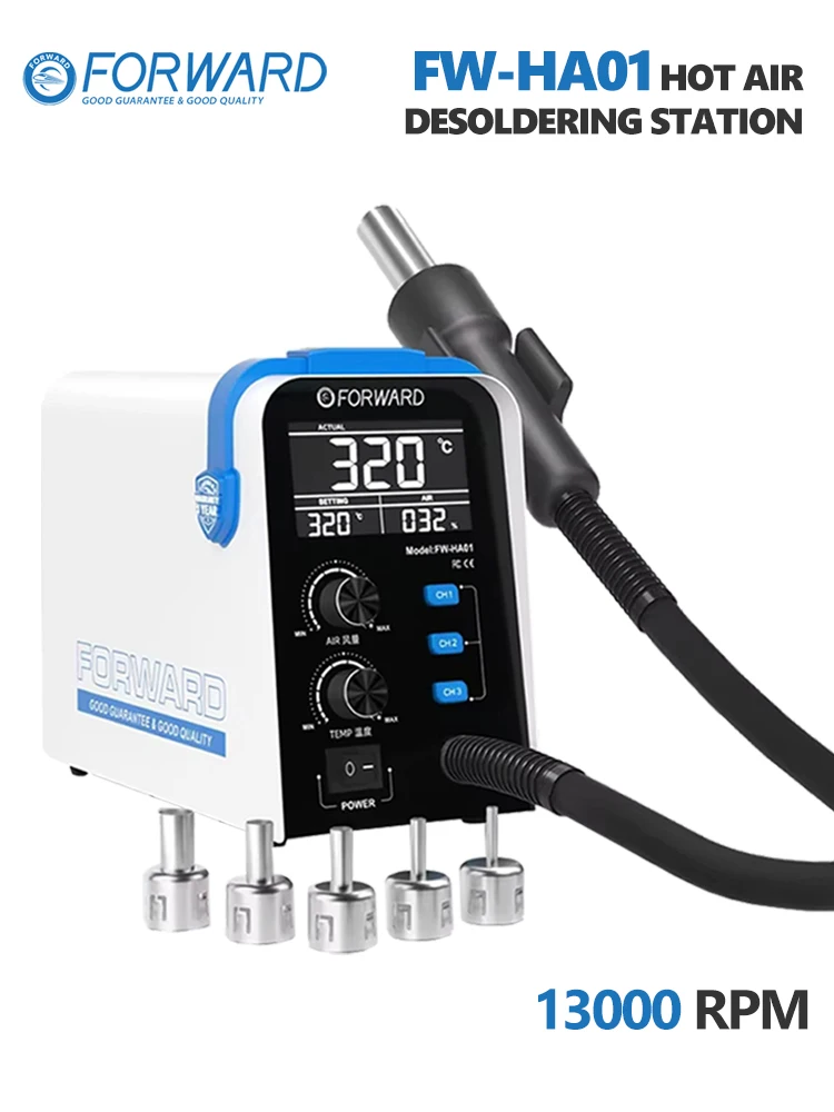 FORWARD FW-HA01 Precisie Temperatuurregeling Hetelucht Desoldeerstation 13000 RPM 800 W voor Mobiele Telefoon Reparatie Desoldeergereedschap - afbeelding 2