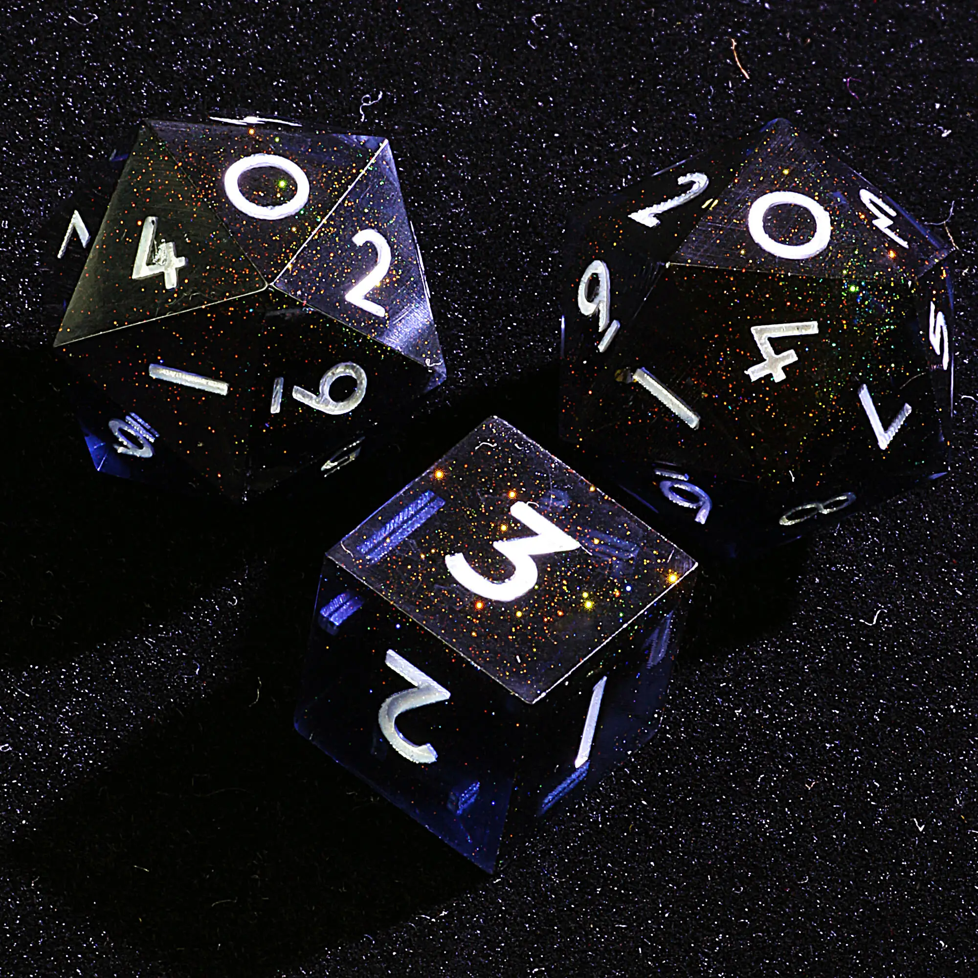 3 Polyhedral Resin 20 Sided D10 and 6 Sided D3 Sets Draw Steel Dice Void Constellation