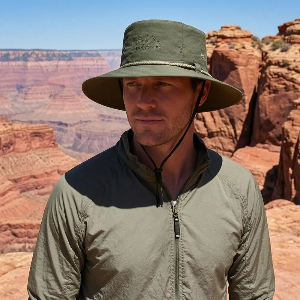 Sun Protection Bucket Hat Wide Brim Bucket Hat with Uv Protection Waterproof Quick Dry Fishing Cap Adjustable Wind for Hiking