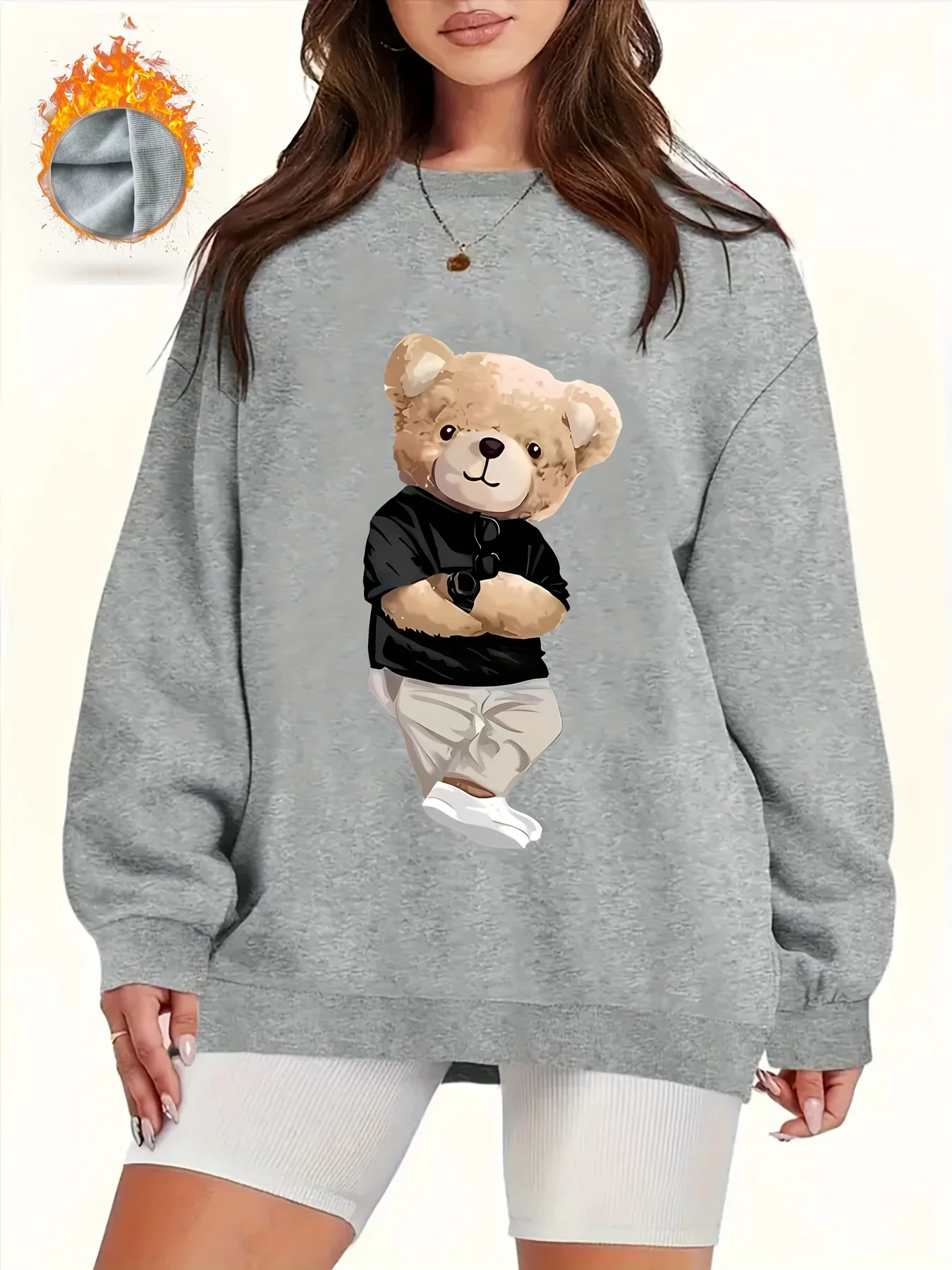 Women's autumn and winter loose casual comfortable letter pattern printed velvet long sleeved round neck hoodie pullover