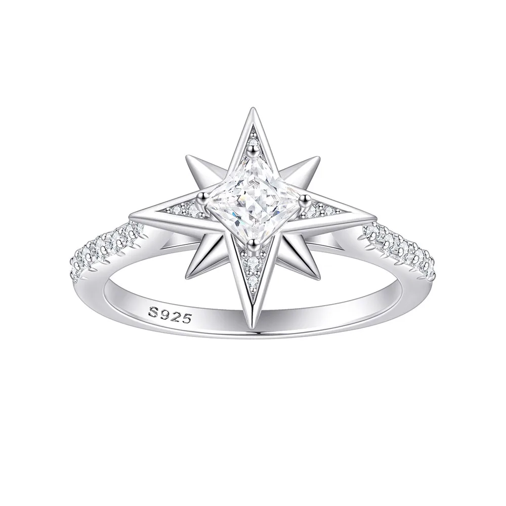 

Apexelle Brand Fashion Jewelry 925 Sterling Silver Rings Wedding Band Star Shaped Women Rings Premium Jewelry