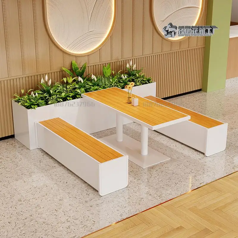 Outdoor table and chair combination cafe booth courtyard garden food street tea house roast bar rectangular dining table and cha