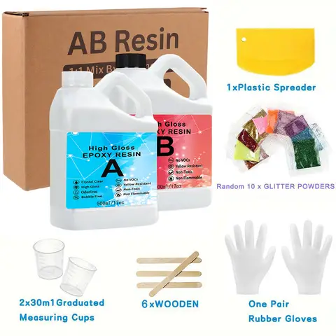 Resin Epoxy Kit, Bubble Free & Crystal Clear Epoxy Art Supplies ,Resin and Hardener for Mold Casting,Jewelry,Craft