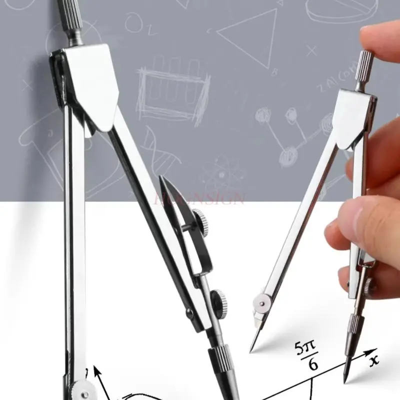 2pcs/set Metal compass, primary school students' compass tools, mechanical set, professional drawing, can clip pencil lead