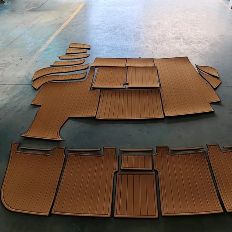 Boat EVA Foam Faux Teak Deck Floor Mat for 1996-2003 Sea Ray 400 Sedan Bridge SeaDek MarineMat Gatorstep Style Self Adhesive