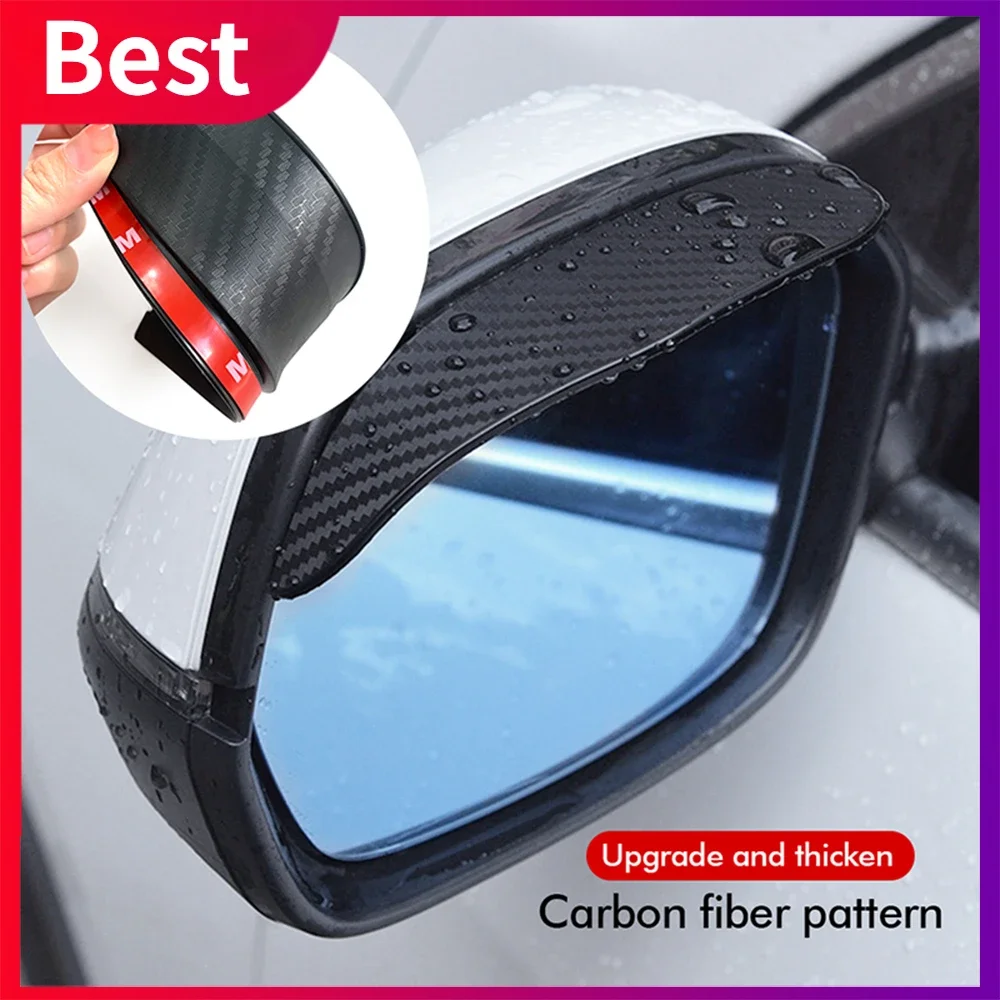

Car Rearview Mirror Rain Eyebrow Carbon Fiber Sun Visor Shade Protector Clear Vision Rain Auto Mirror Organizer Accessories
