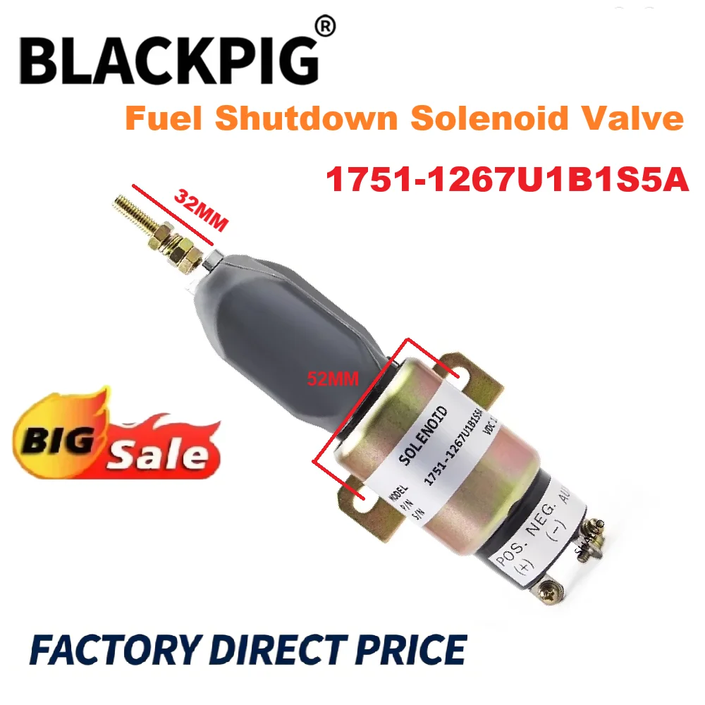 1751-1267U1B1S5A Diesel Engine Fuel Shutdown Solenoid Valve Flameout Shut off Stop Solenoid Generator Part SA-3933-12 SA-3393-24