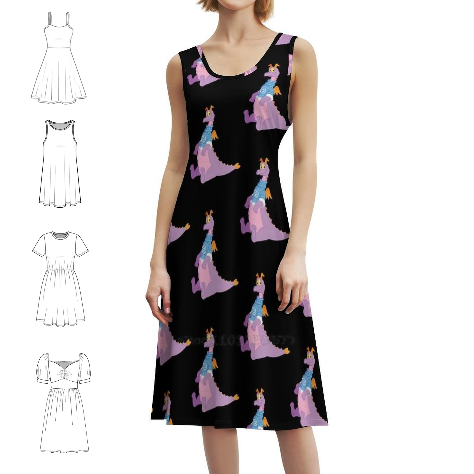 

Vintage Cartoon Movie-Classic Cartoon Kids Korean Style Casual Dress For Women Simple Daily Office Lady Dresses 80S Figment