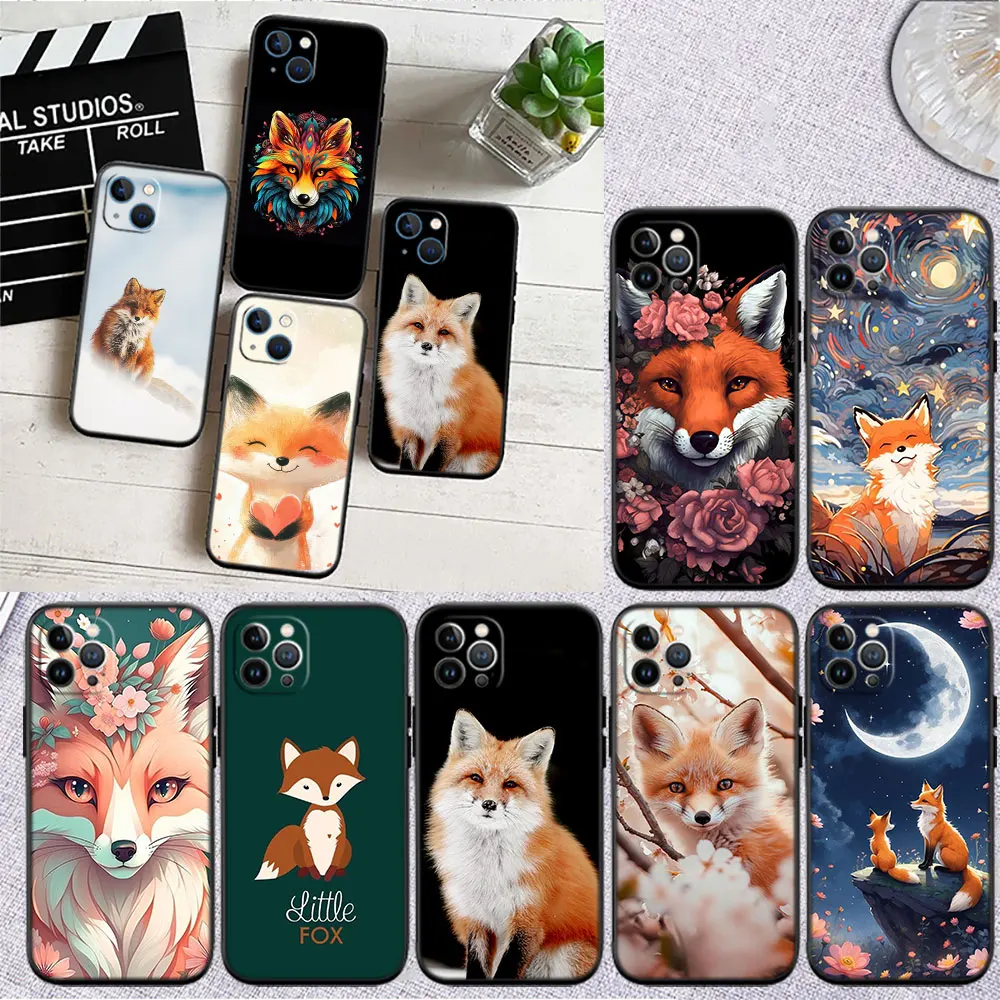 LT15 Cute Fox Art Soft Shell Phone Case for Samsung Galaxy Note 10 20 S23 S24 S25 Ultra FE Plus Edge Lite A02S A35 A07 A17