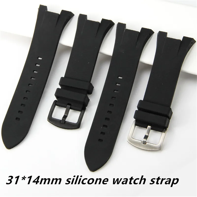 31mmX14mm High Quality Concave Accessories Wristband silicone watch strap For AR Amani AX1803 AX1802 AX1050 Rubber Watchband