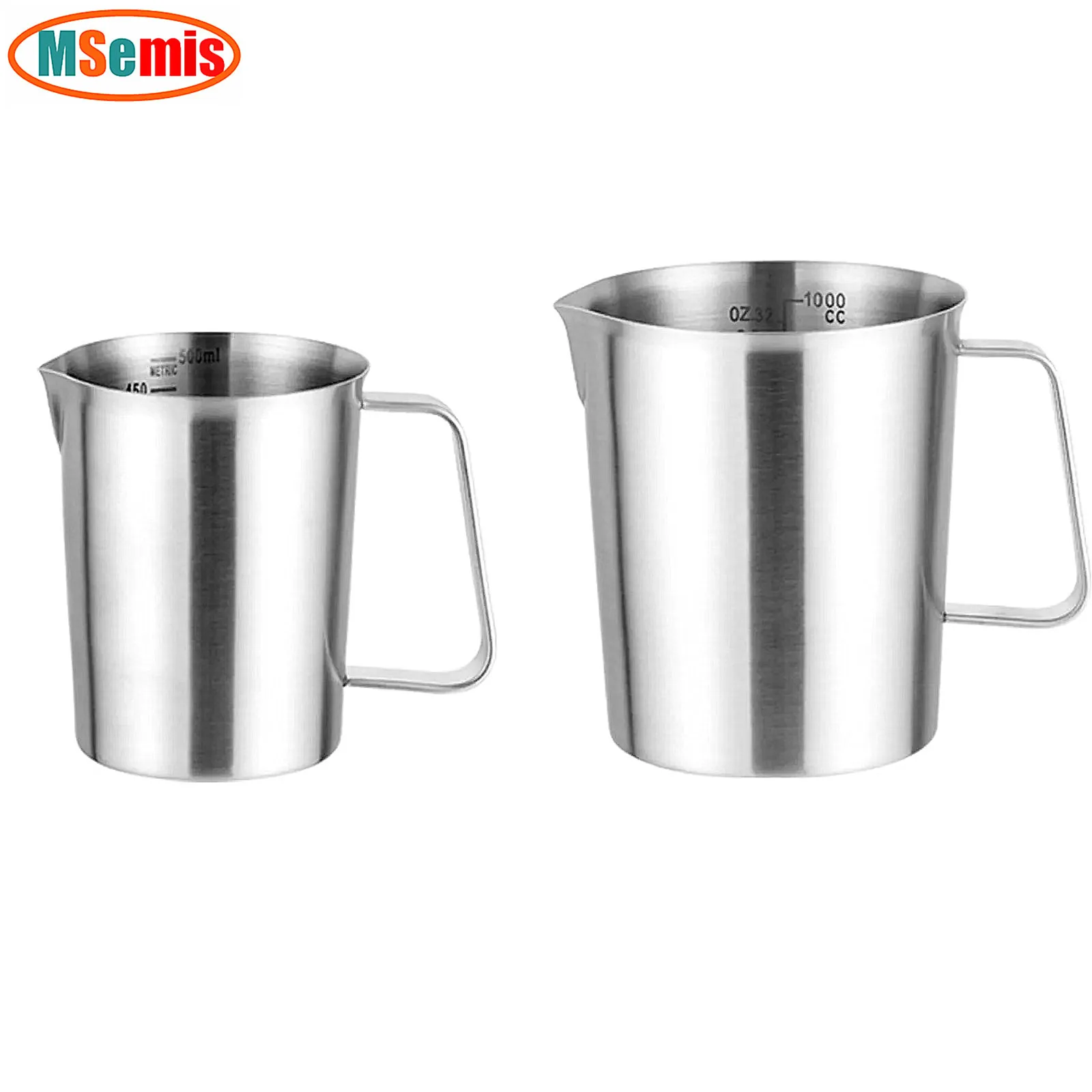 

Stainless Steel Measuring Cup with Handle And Pour Lip Metal Pitcher with Oz And ML Marking Heavy-Duty Pitcher