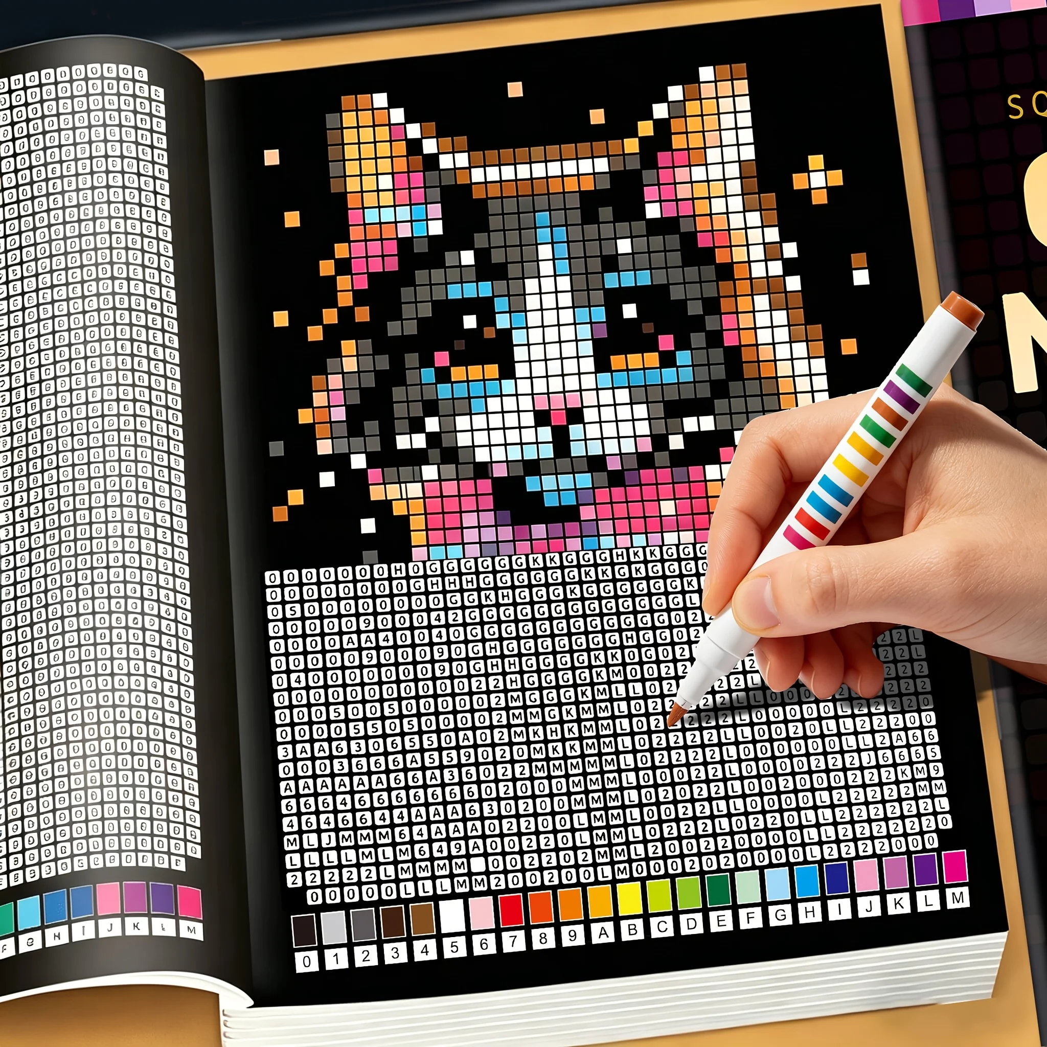 Mystery Mosaic Number Coloring Book Stress Relief Pixel Art Coloring Pages With Cute Animals Scenes Perfect Art Gift For Adults