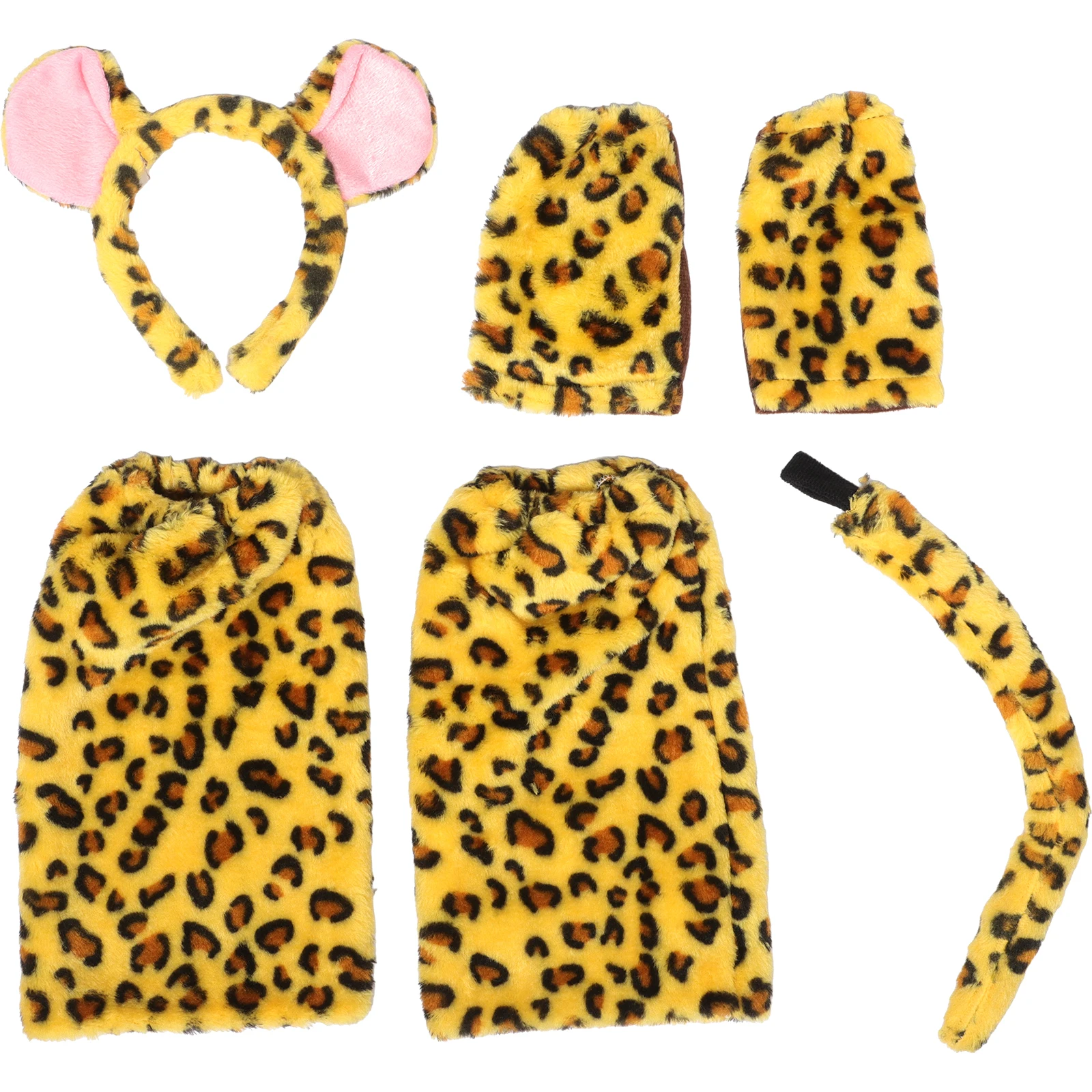 

Cheetah Costume Set Animal Headband Tail Kids Halloween Party Portable Lightweight Comfortable Fabric Exquisite