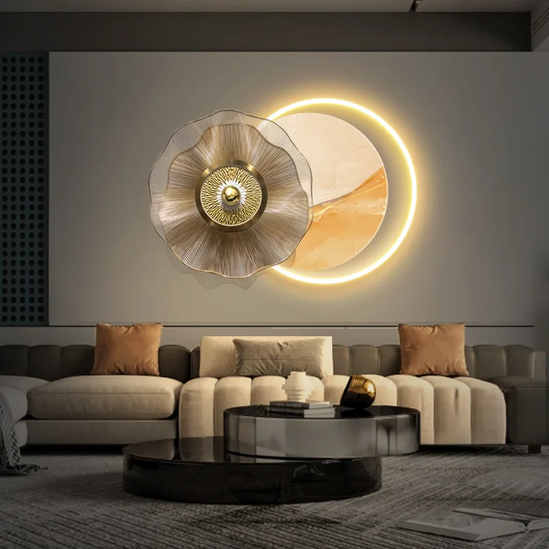 

Happy and happy, light luxury living room sofa background wall three-dimensional luminous decorative painting simple mural model