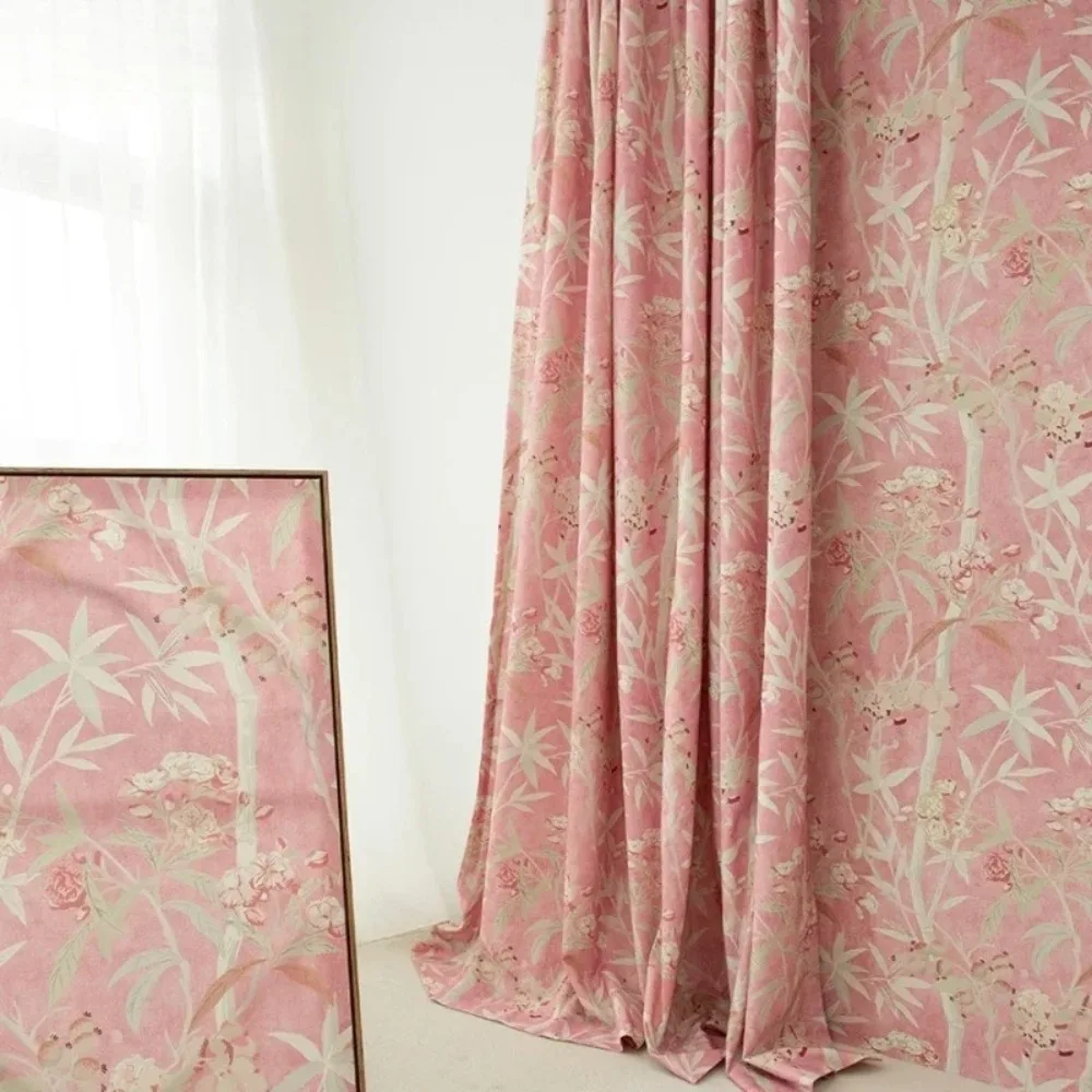 Luxurious and troublesome lotus pink velvet curtains for the living room, dining room and bedroom