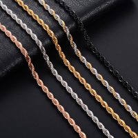 2/3/4/5/6mm Wide Twist Rope Chain Necklace Stainless Steel Choker for Women Men Metal Jewelry Accessories 5 Colors 16 to 30 Inch