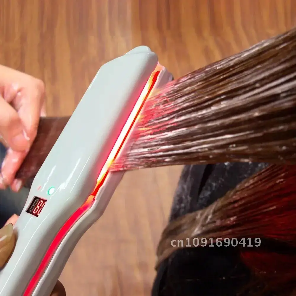 Professional Cold Hair Straightener Infrared and Ultrasonic Salon Care Iron Recovers LED for Treatment Frizzy Dry Flat Damage